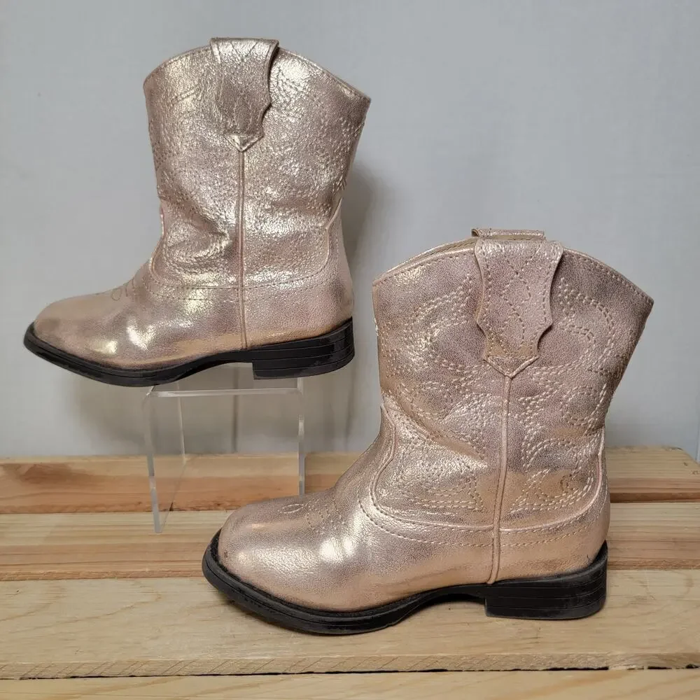 Wonder Nation Girls Lt. Gold Shimmer Western Boots - Size 6